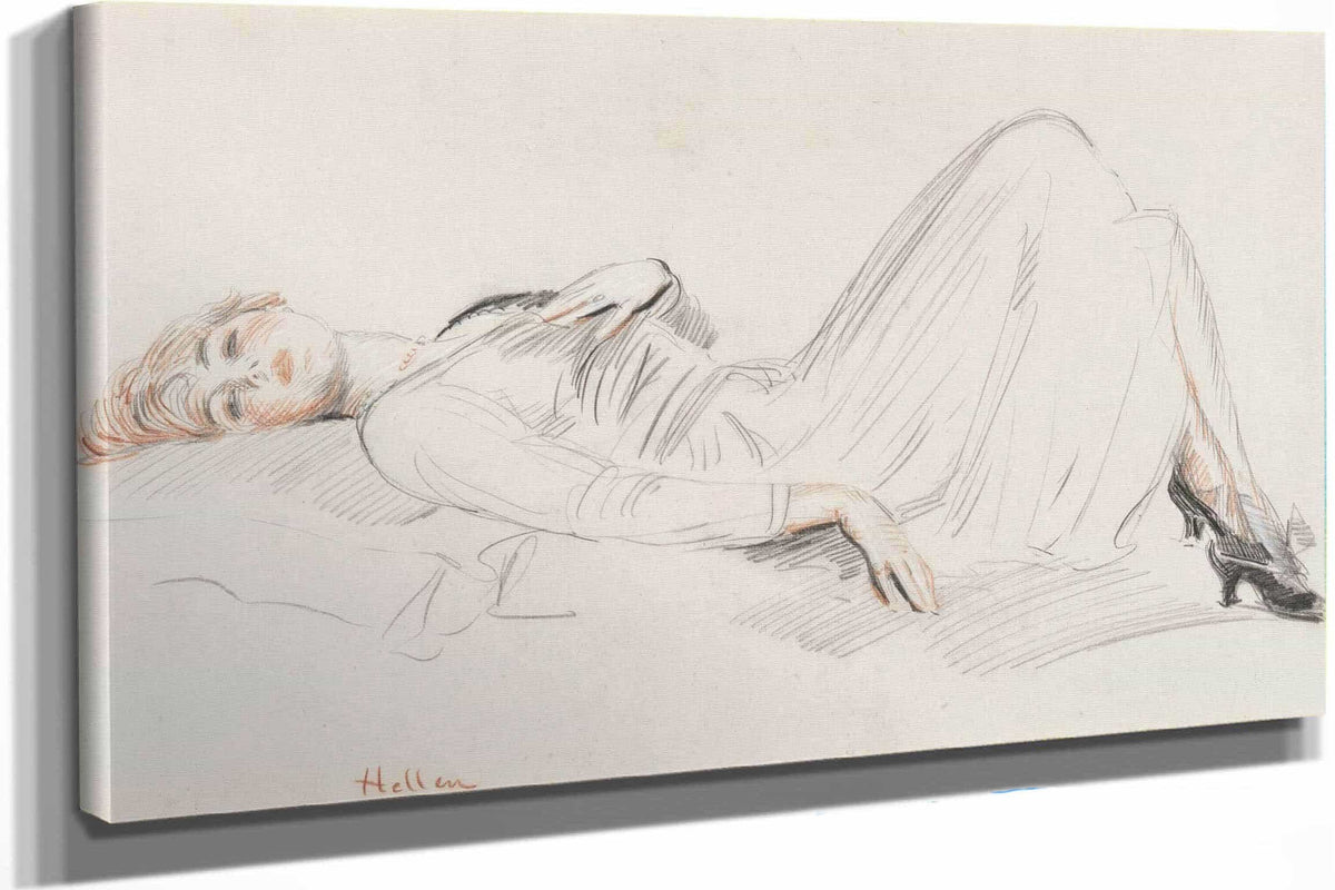 Jeune Femme Allongee by Paul Cesar Helleu