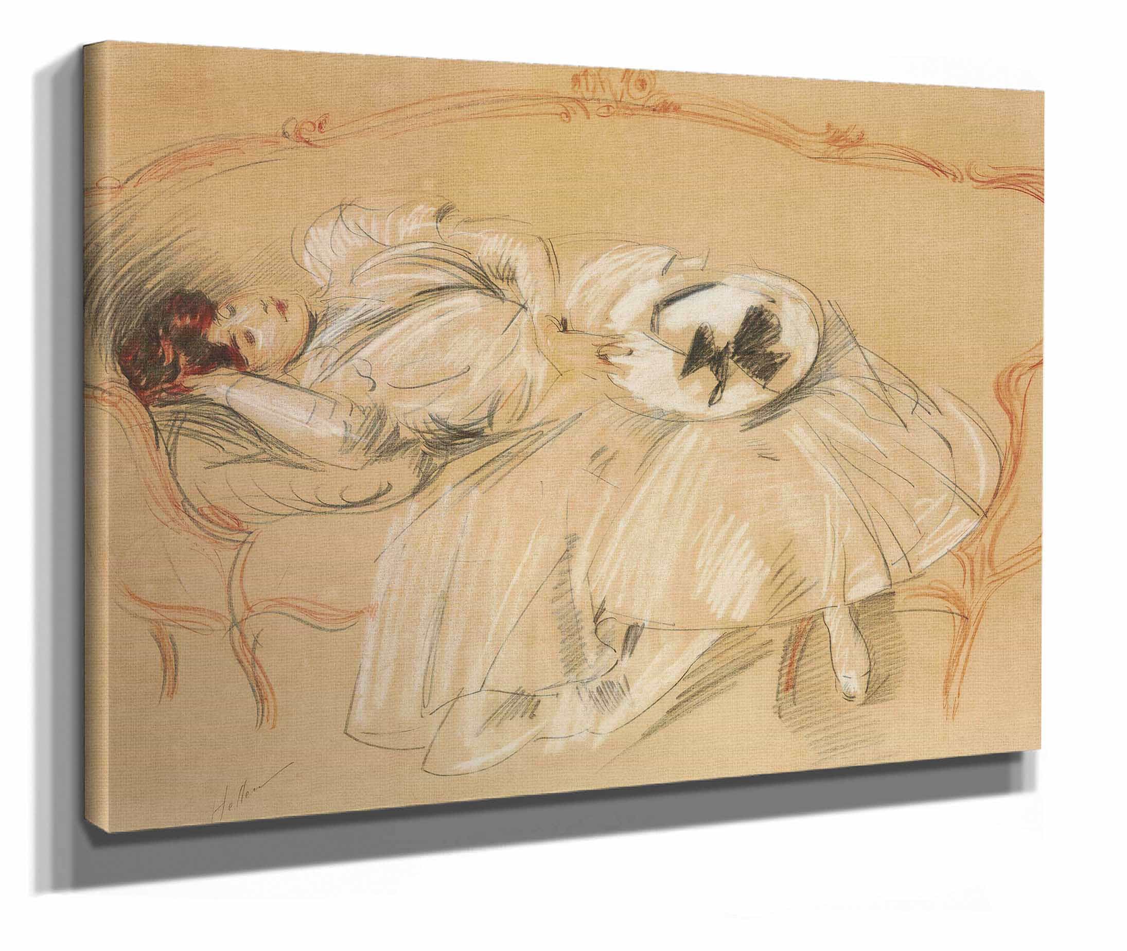 Jeune Femme Au Divan by Paul Cesar Helleu