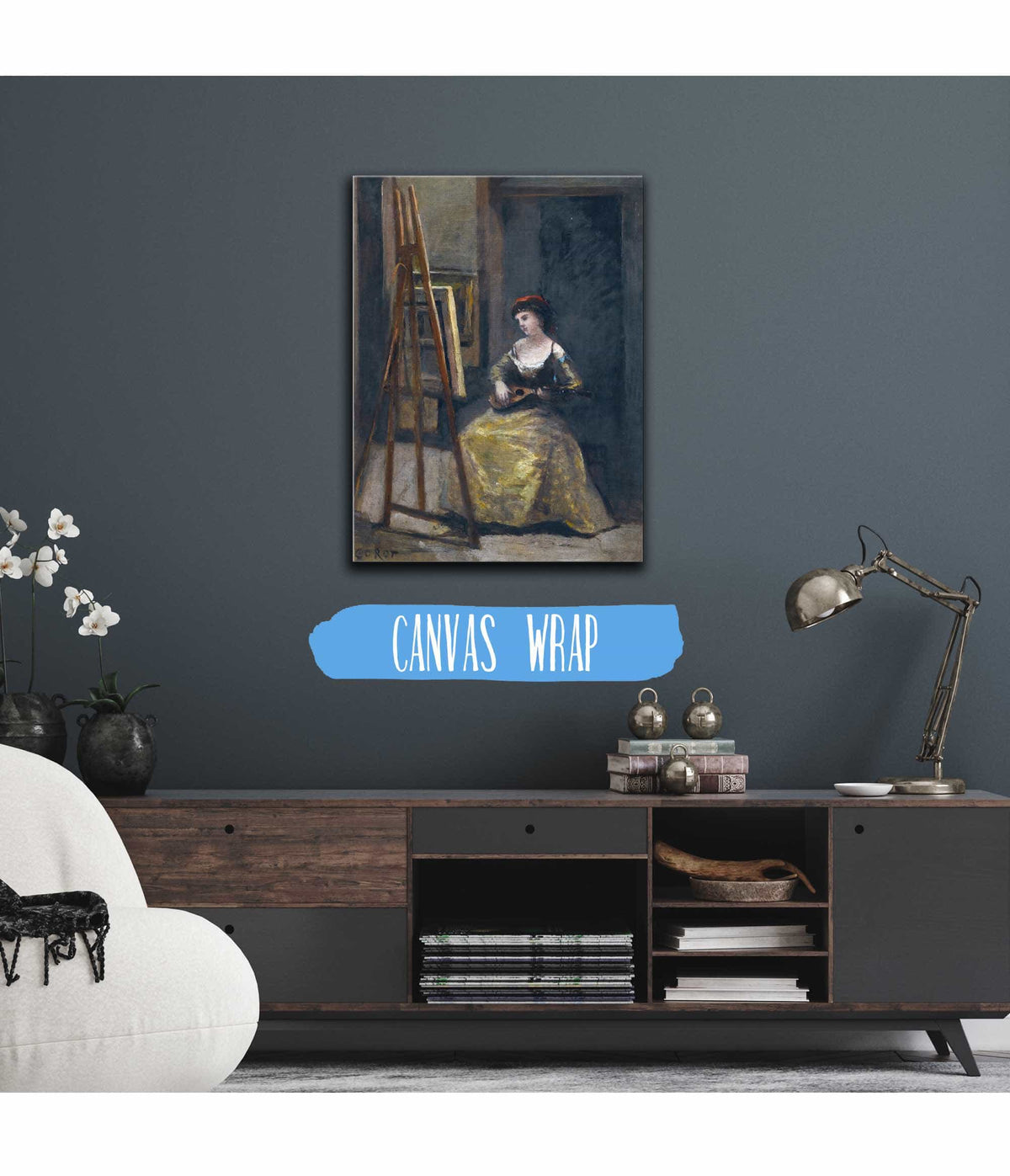 Jeune Femme Jouant De La Mandoline by Jean Baptiste Camille Corot