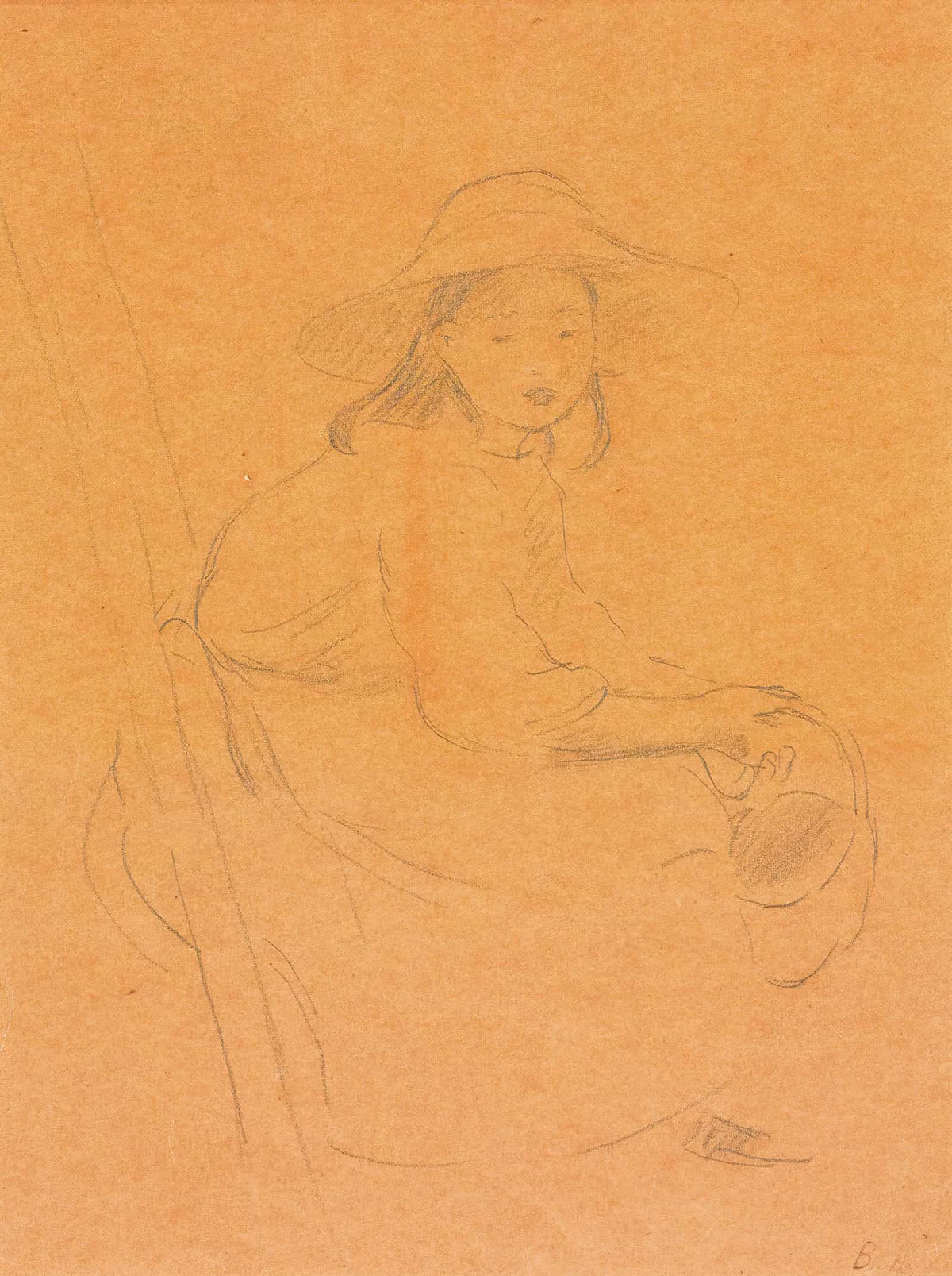 Jeune Fille Assis Sur Une Echelle by Berthe Morisot