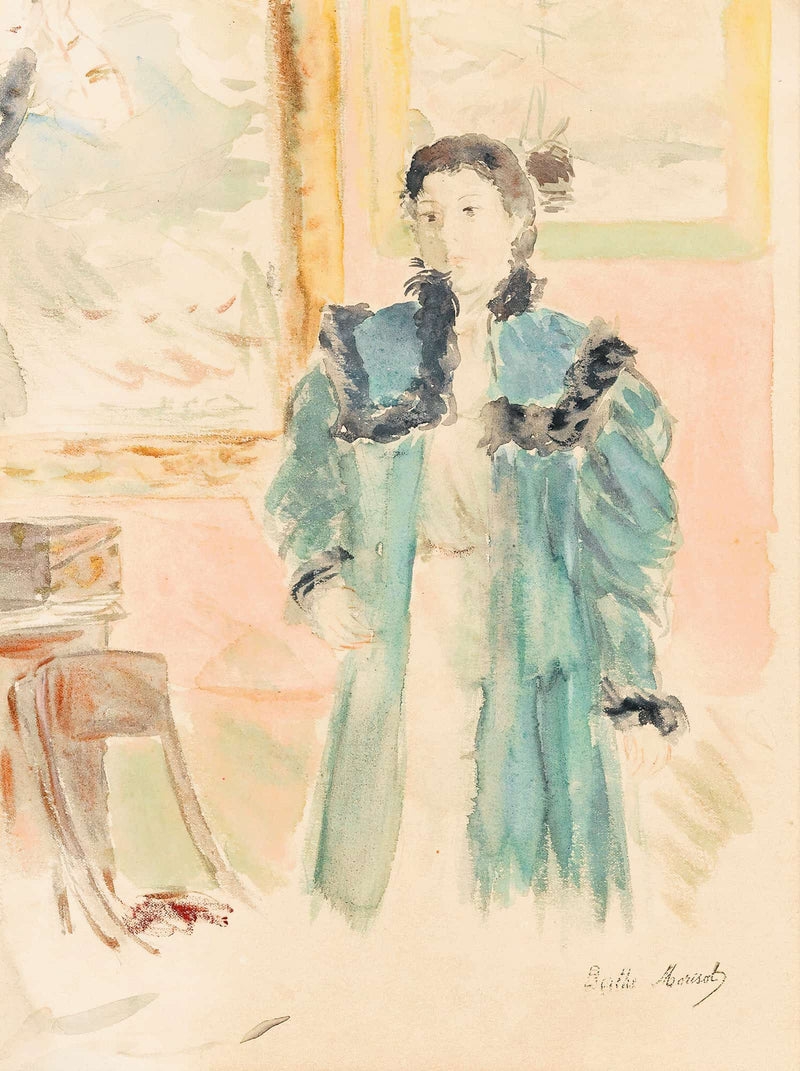 Jeune Fille Au Manteau Vert Marthe by Berthe Morisot