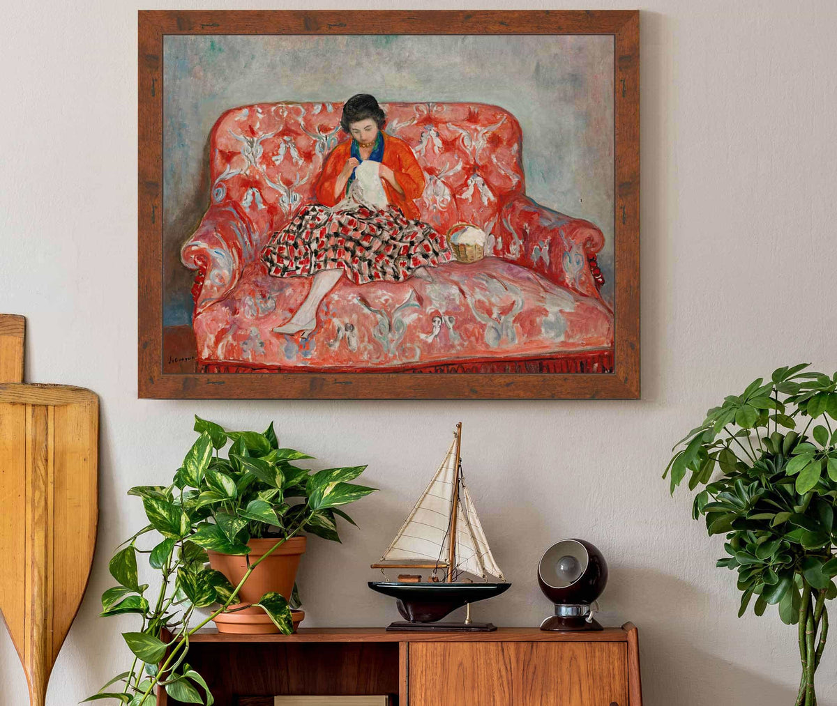 Jeune Fille Cousant Sur Un Canape by Henri Lebasque