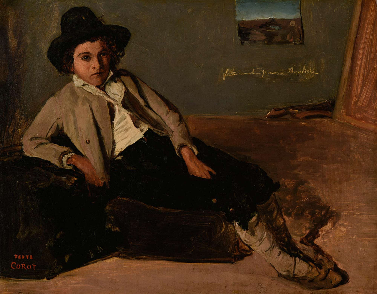 Jeune Italien Assis by Jean Baptiste Camille Corot