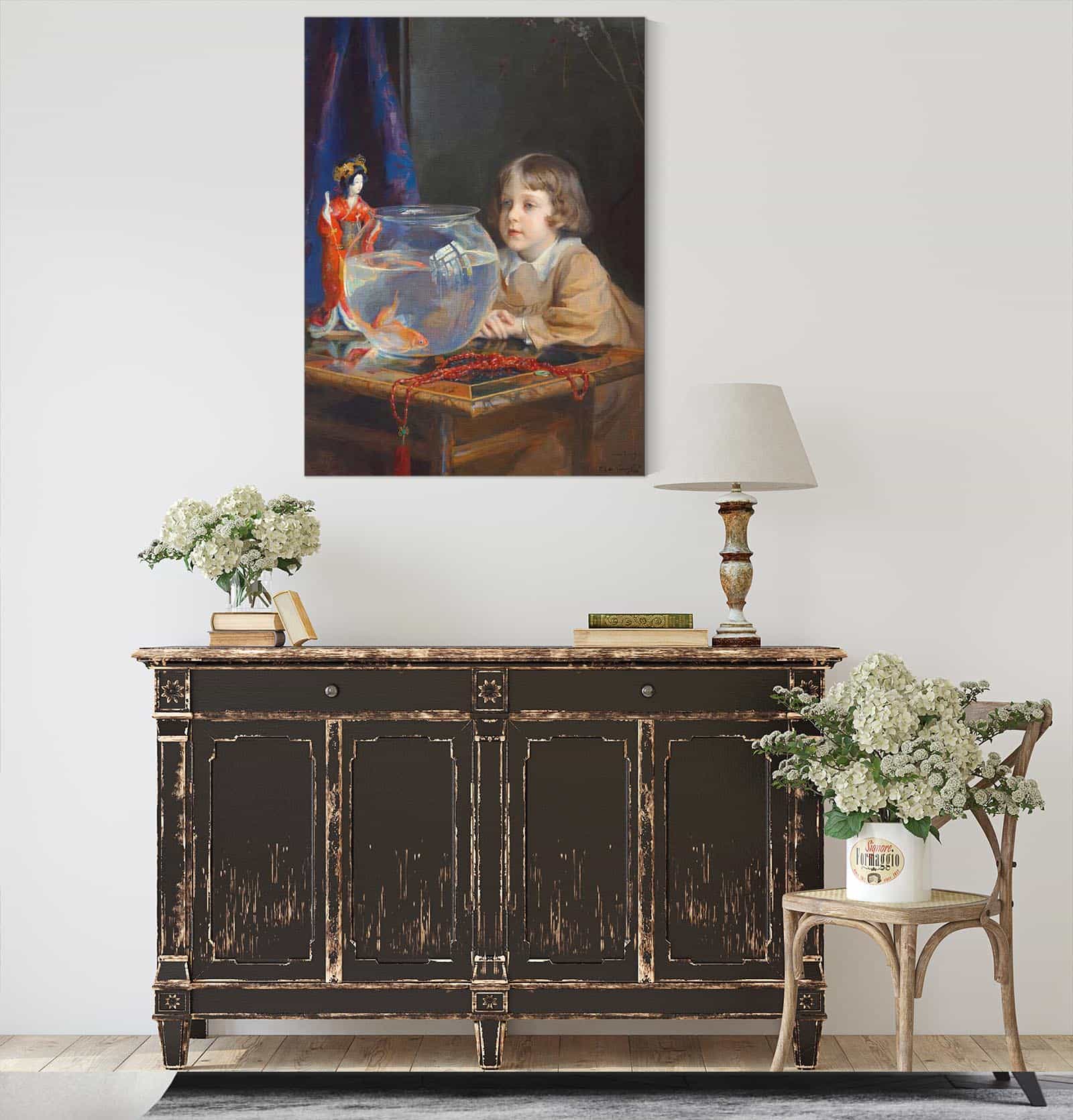 John De Laszlo And A Goldfish Bowl by Philip Alexius De Laszlo