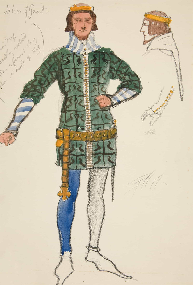 John Of Gaunt Costume Sketch For Henry Irvings Planned Production Of King Richard Ii by Edwin Austin Abbey