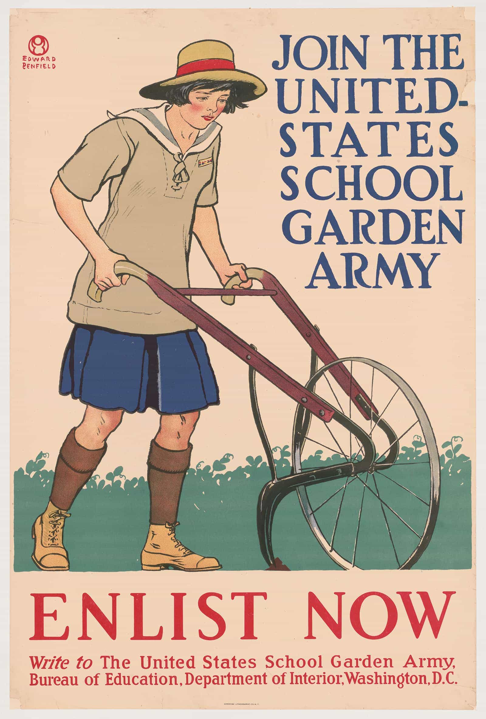 Join The United States School Garden Army Enlist Now by Edward Penfield