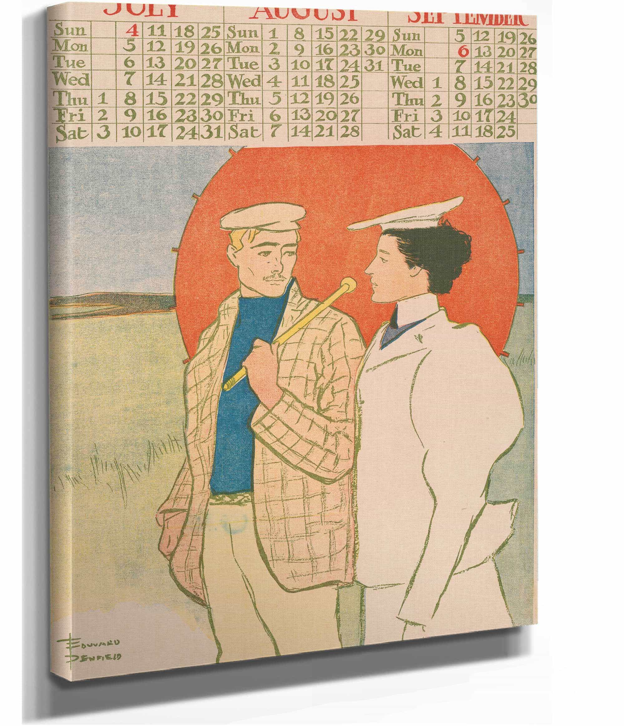 July August September Calendar by Edward Penfield