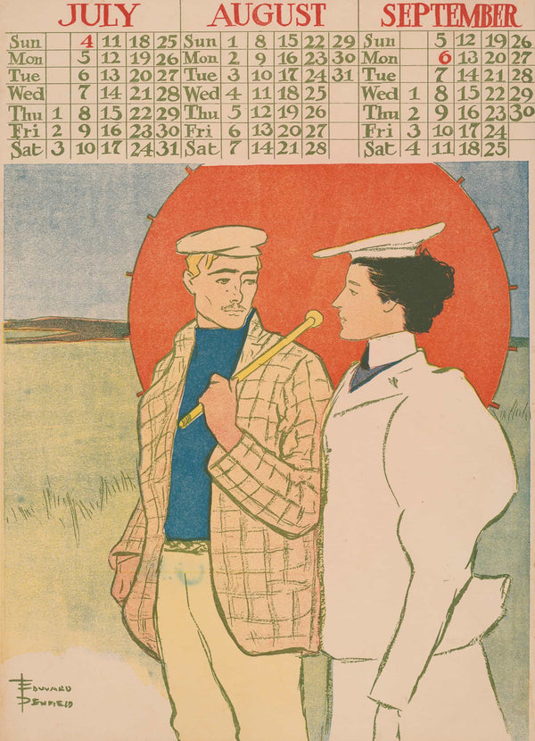 July August September Calendar by Edward Penfield