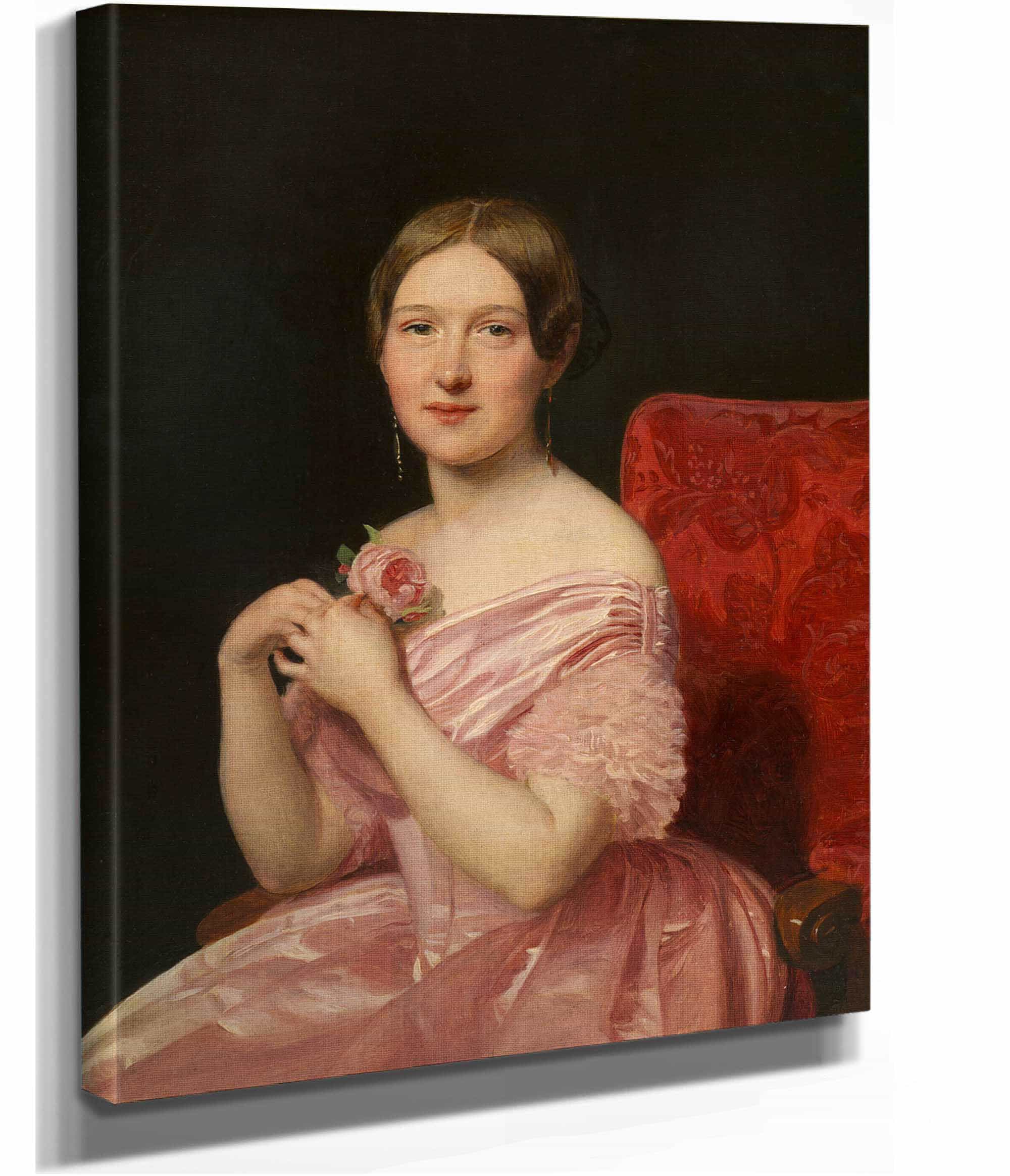 Junge Dame In Rosafarbenem Atlaskleid by Ferdinand Georg Waldmuller