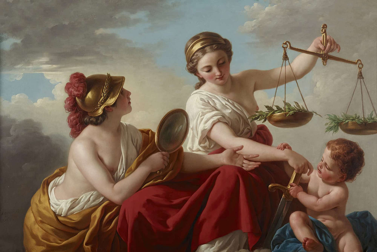 Justice Disarmed By Innocence And Applauded By Prudence by Louis Jean Francois Lagrenee