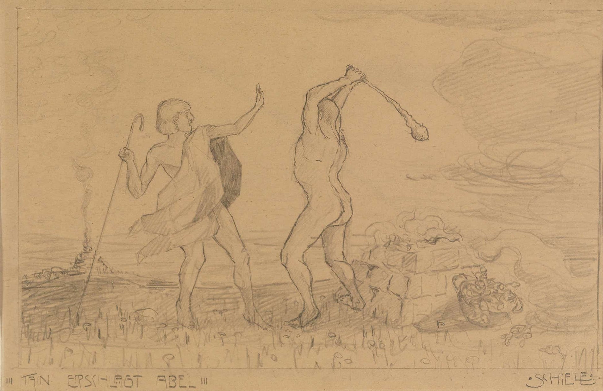 Kain Erschlagt Abel by Egon Schiele