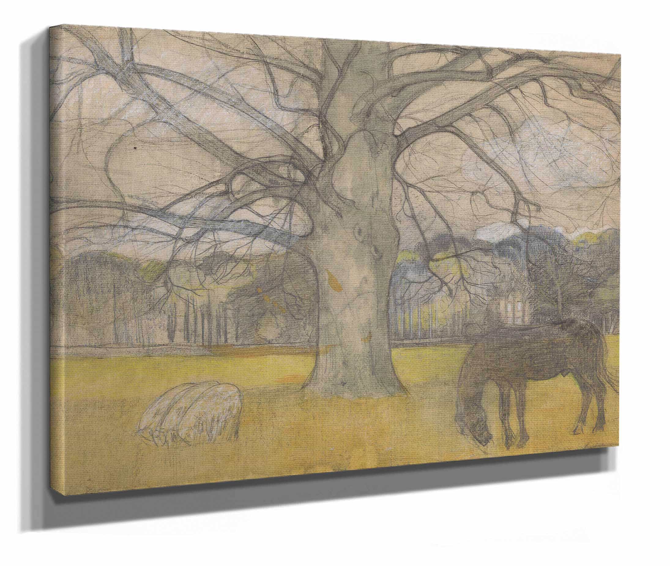 Kale Beuk Op Een Weide Met Schapen En Een Paard by Richard Nicolaus Roland Holst