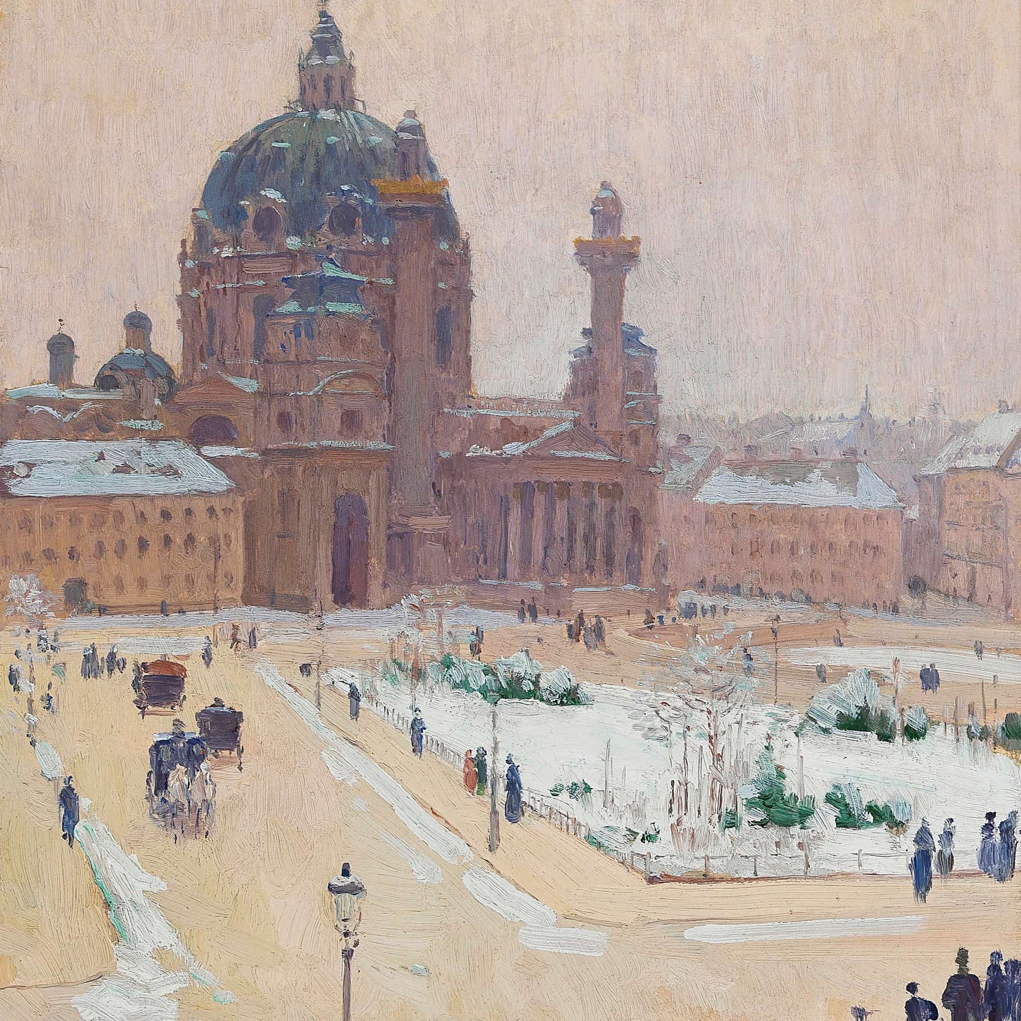 Karlskirche Im Winter Church Of St. Charles In Winter by Carl Moll