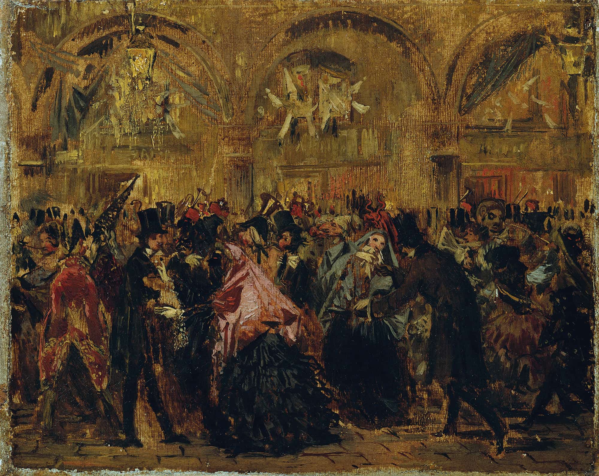 Karneval Auf Dem Markusplatz In Venedig by Anton Romako