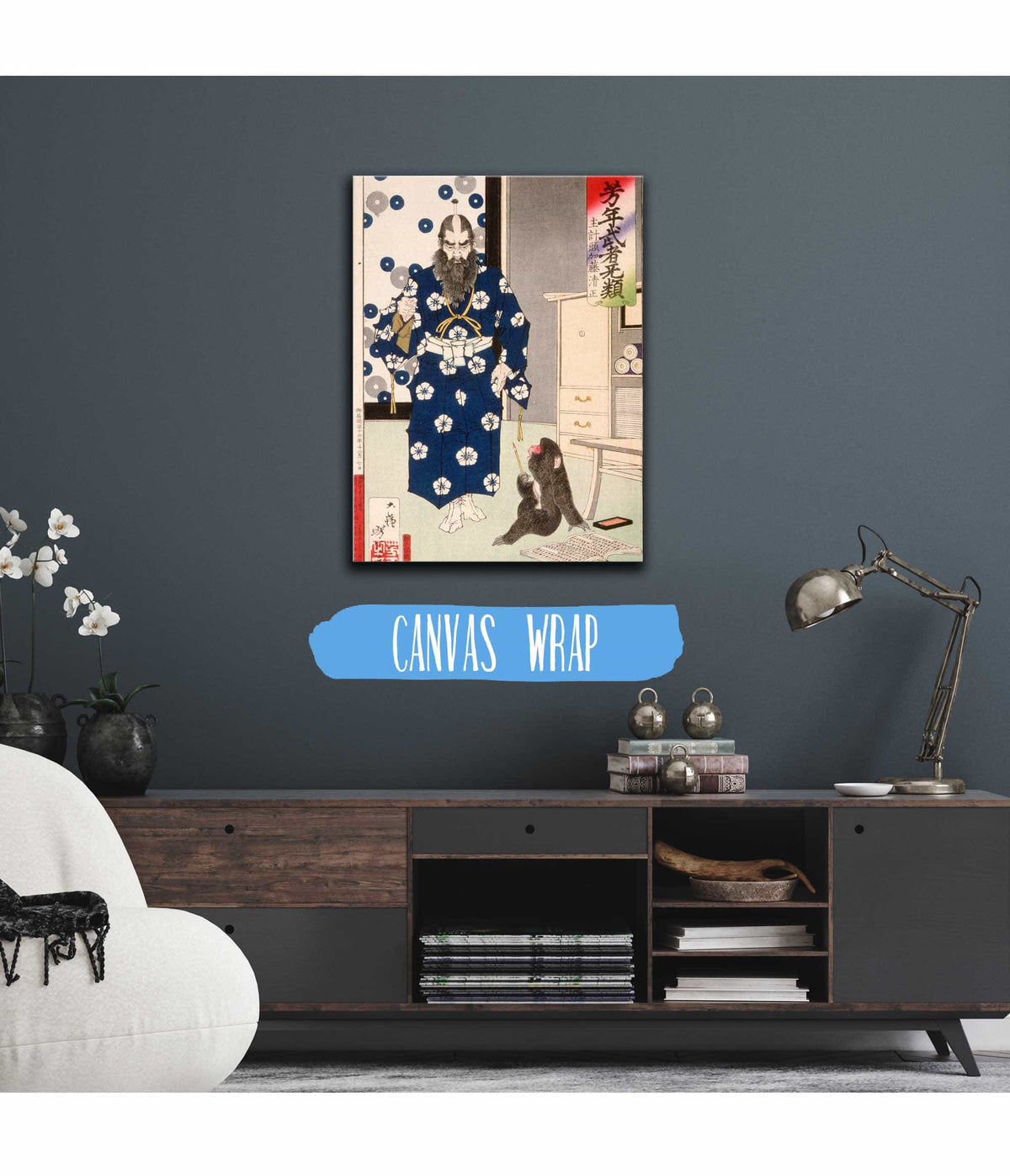 Kazuenokami Kato Kiyomasa Observing A Monkey With A Writing Brush by Tsukioka Yoshitoshi