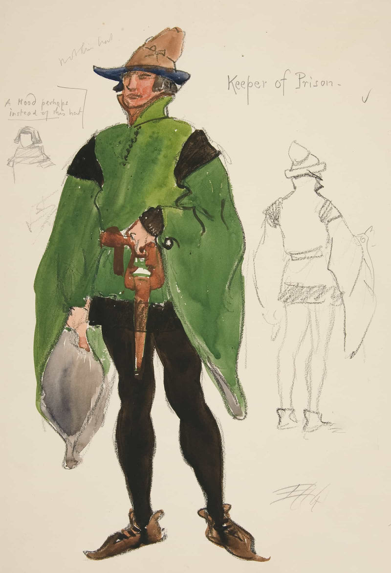 Keeper Of Prison Costume Sketch For Henry Irvings Planned Production Of Richard Ii by Edwin Austin Abbey