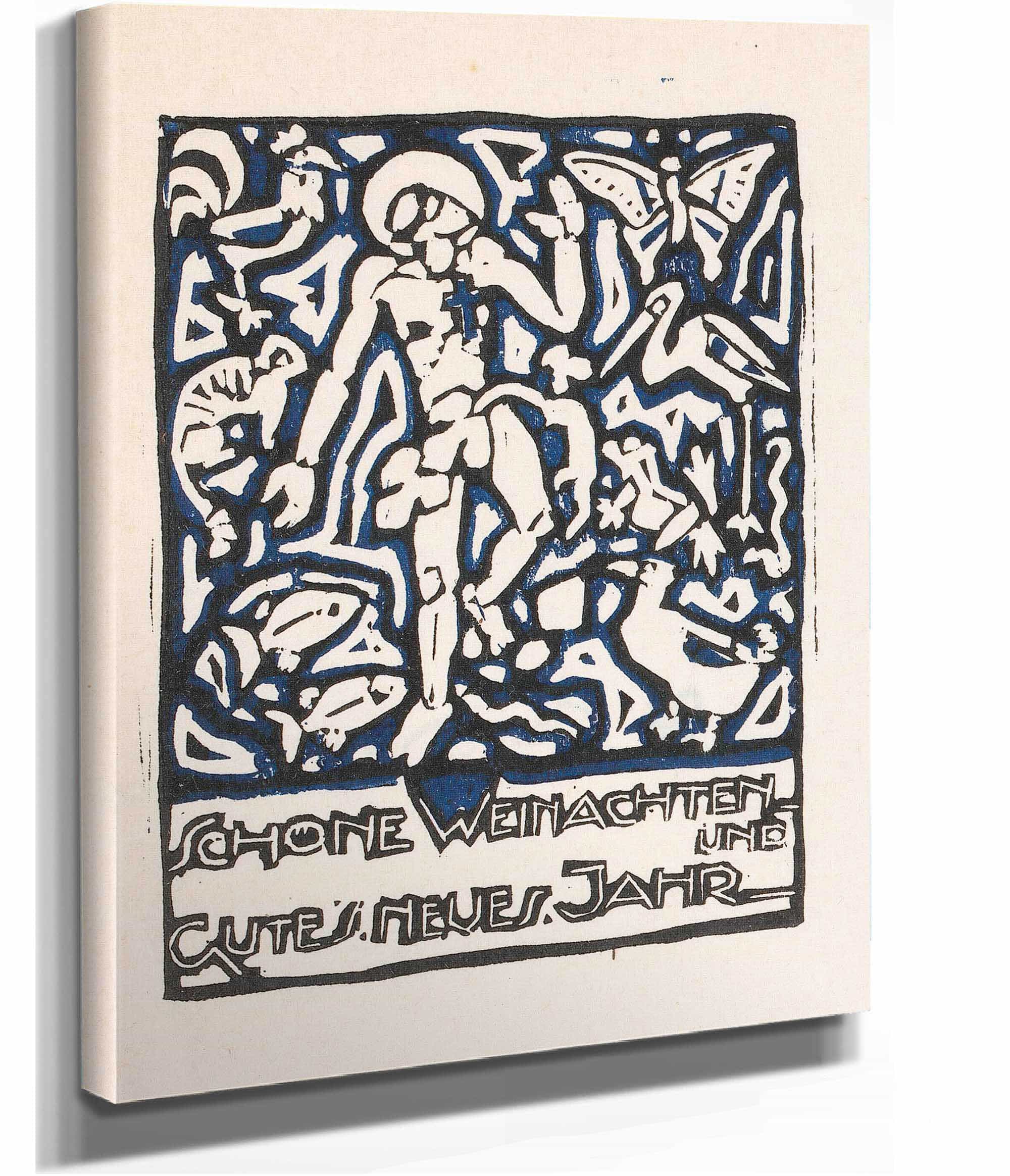 Kerstkaart Met Menselijke Figuur En Dieren by Reijer Stolk