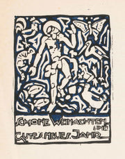 Kerstkaart Met Menselijke Figuur En Dieren by Reijer Stolk