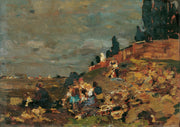 Kinder An Der Friedhofsmauer by Tina Blau