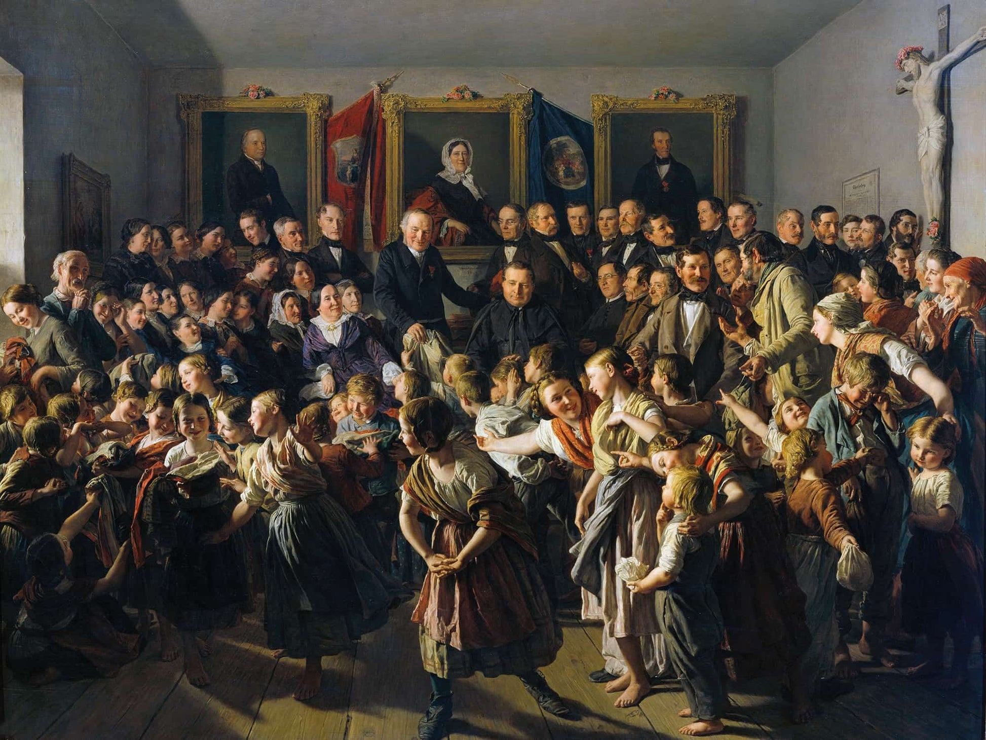 Kinder Armer Eltern Werden Von Der Gemeinde Beteilt by Ferdinand Georg Waldmuller