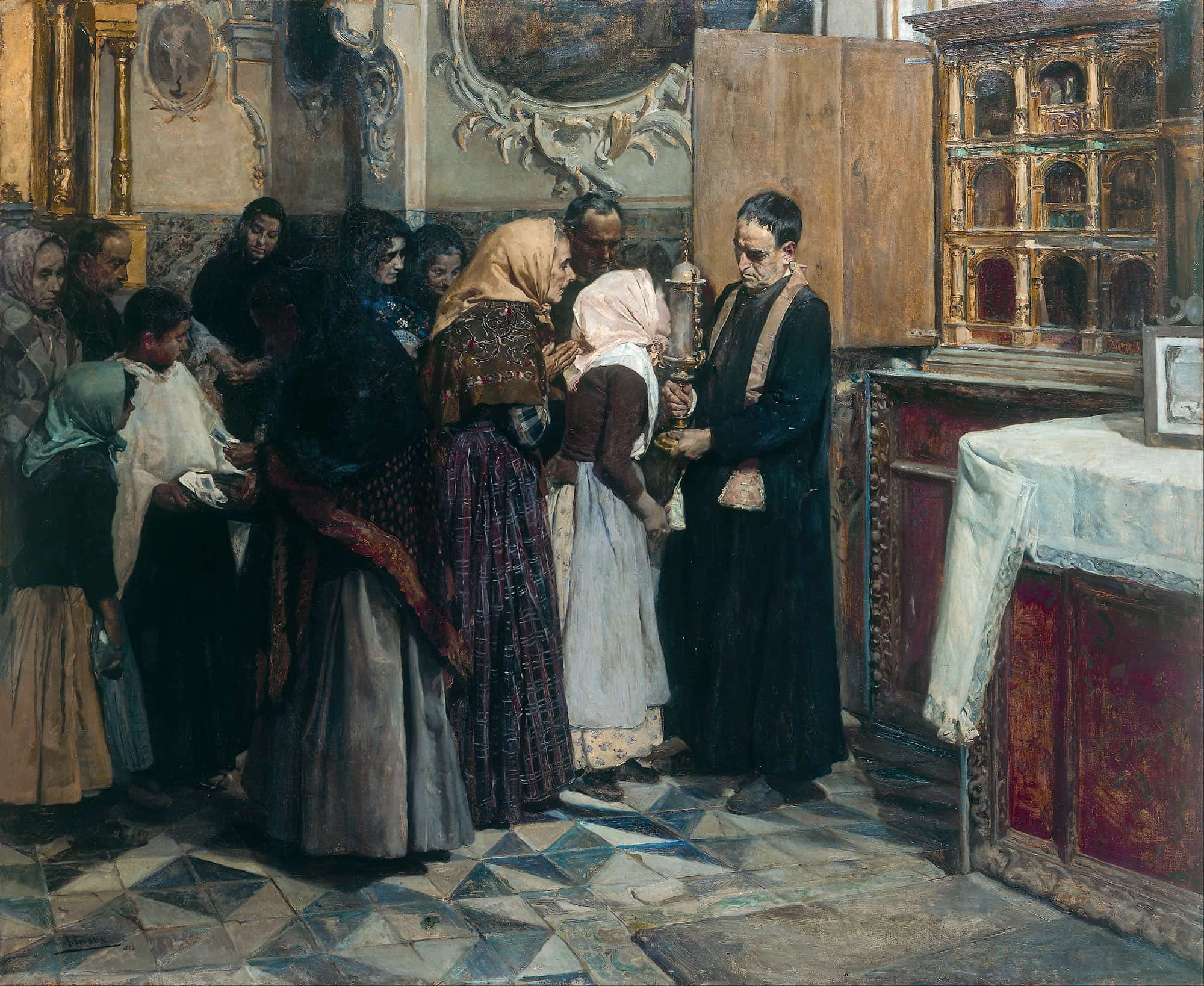 Kissing The Relic by Joaquin Sorolla