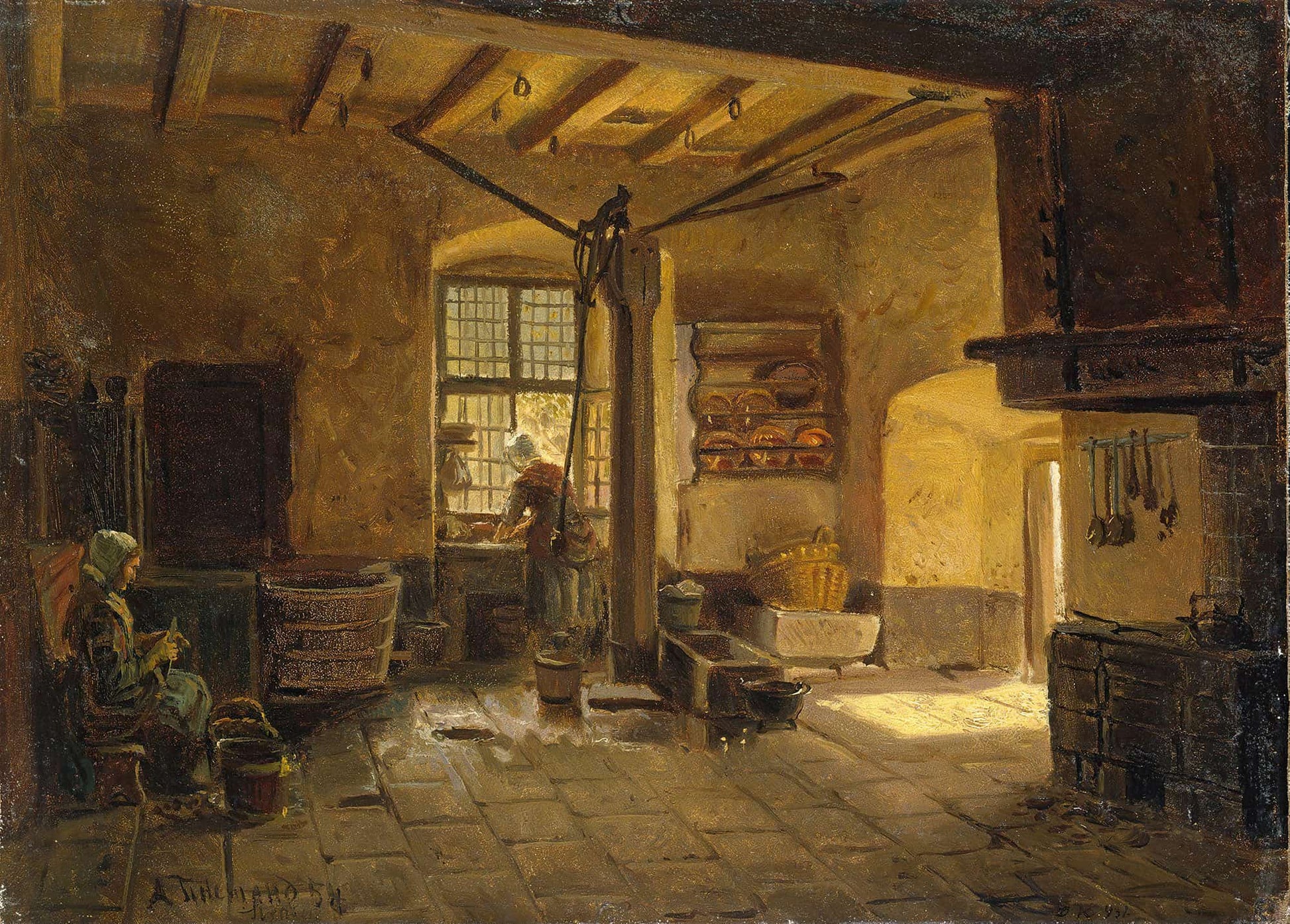 Kitchen Interior by Adolph Tidemand