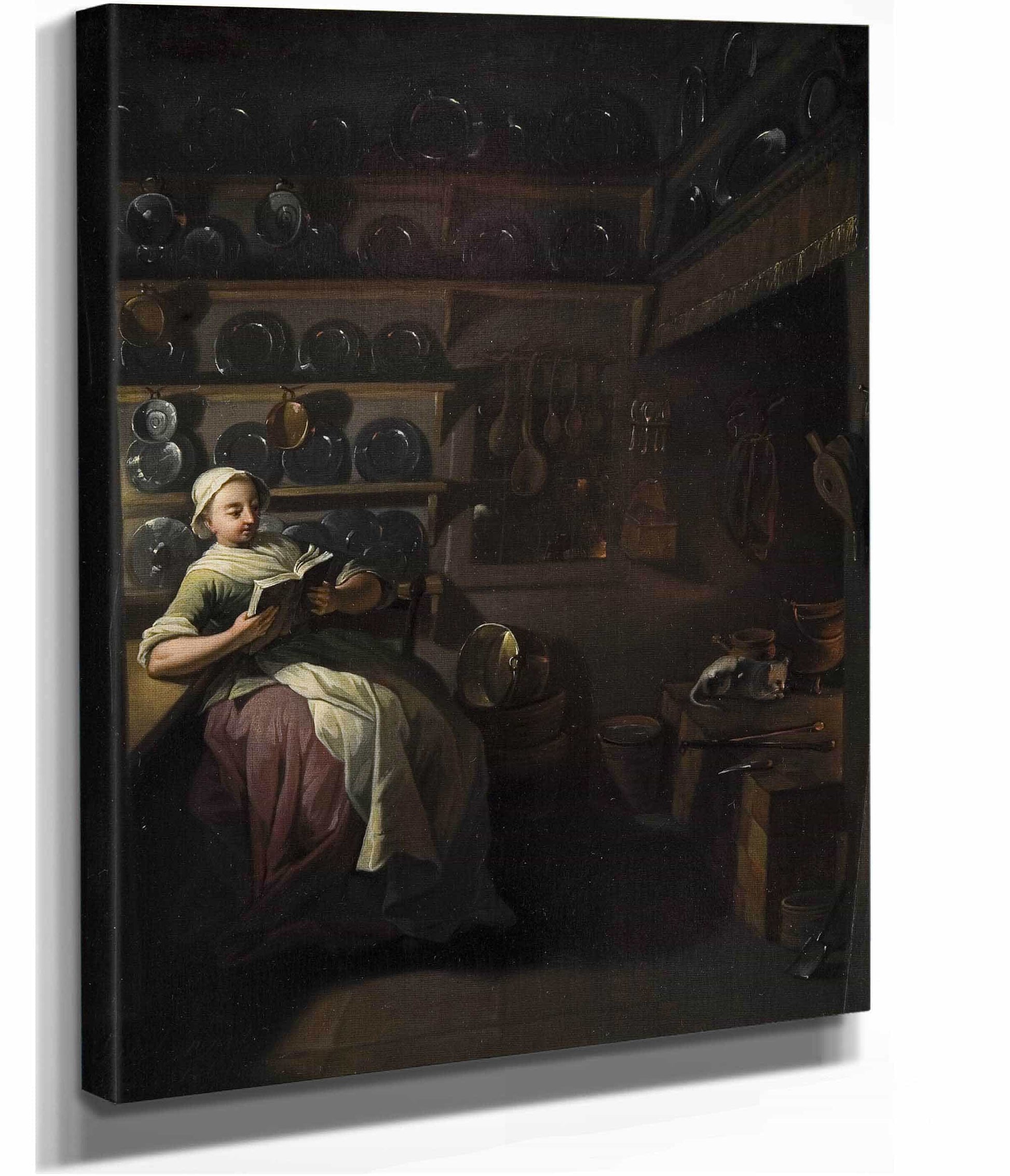 Kitchen Interior With A Girl Reading by Jens Juel
