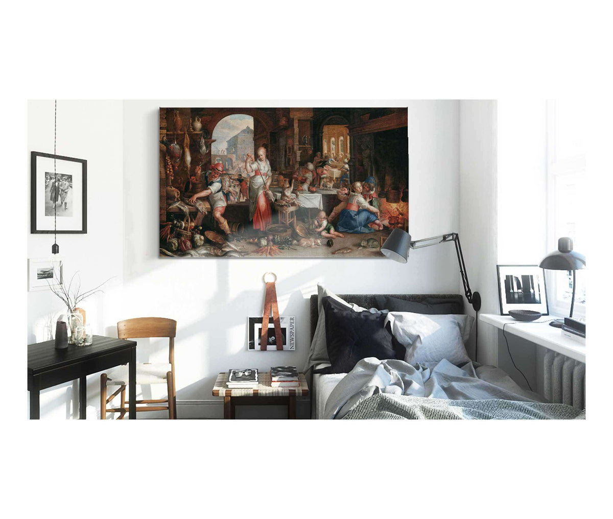 Kitchen Interior With The Parable Of The Great Supper by Joachim Wtewael