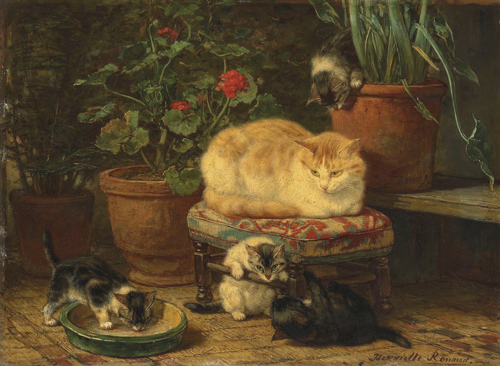 Kittens At Play by Henriette Ronner Knip