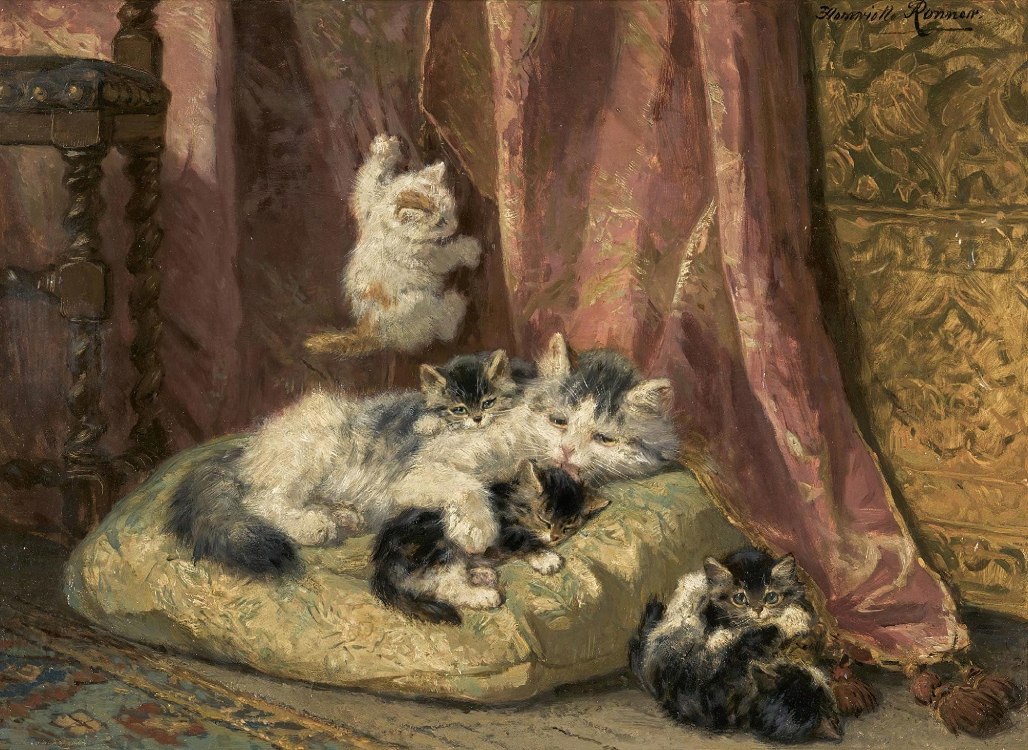 Kittens At Play by Henriette Ronner Knip