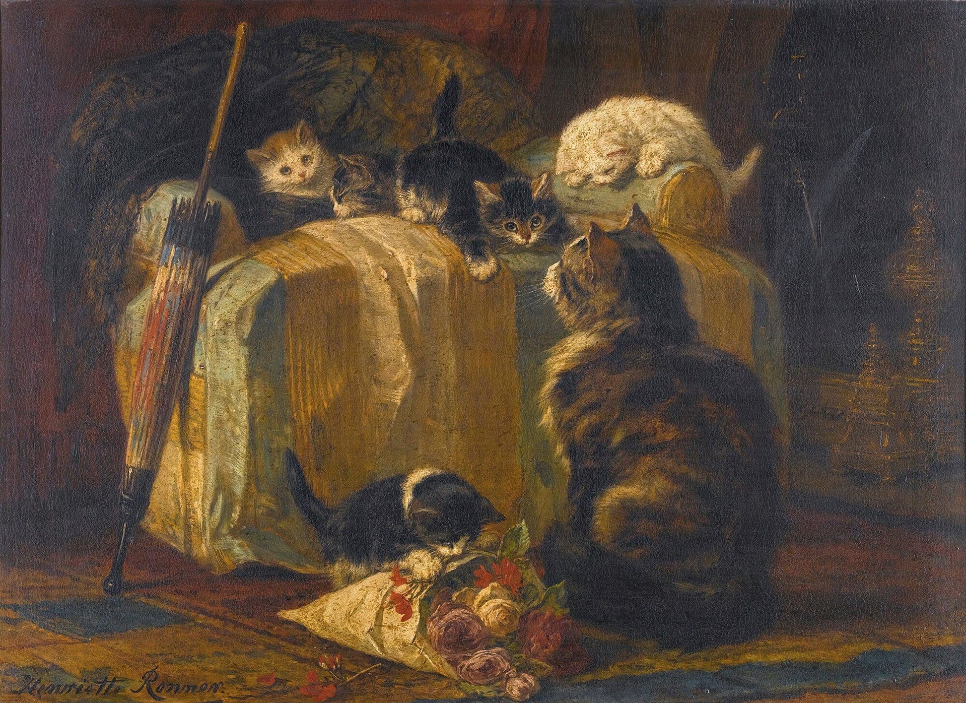 Kittens At Play by Henriette Ronner Knip