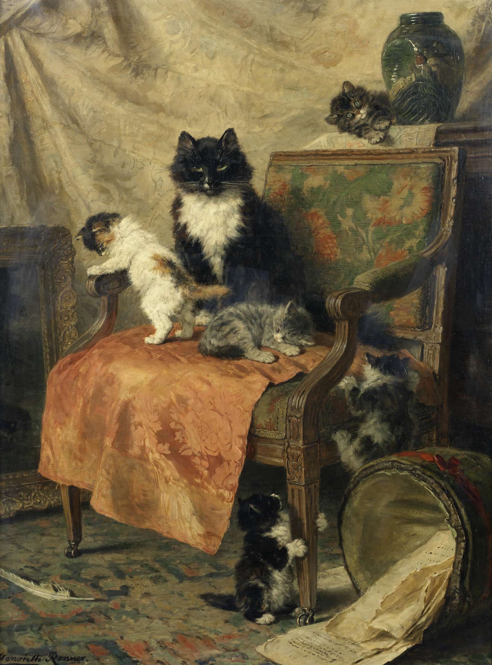 Kittens At Play by Henriette Ronner Knip