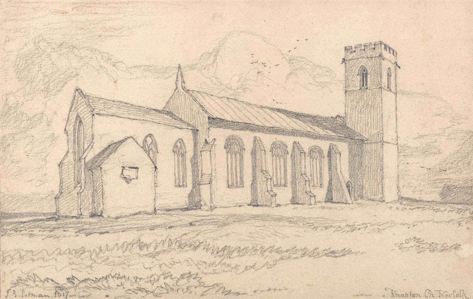 Knapton Church Norfolk From The North East by John Sell Cotman