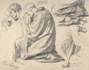 Kneeling Draped Male Figure Facing Left by Henri Lehmann