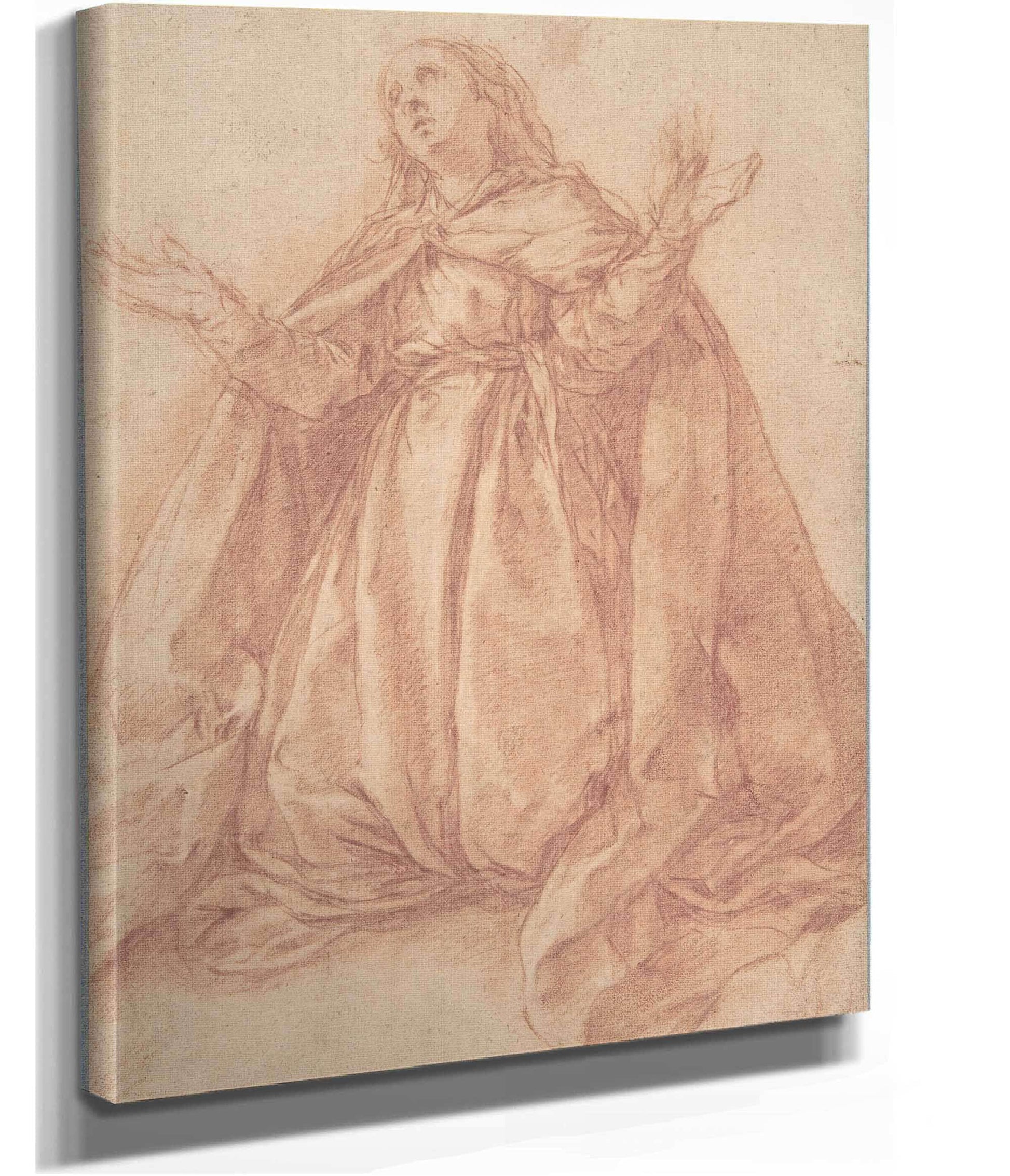 Kneeling Female Figure With Upraised Arms Th Century by Abraham Bloemaert