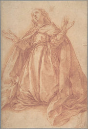 Kneeling Female Figure With Upraised Arms Th Century by Abraham Bloemaert