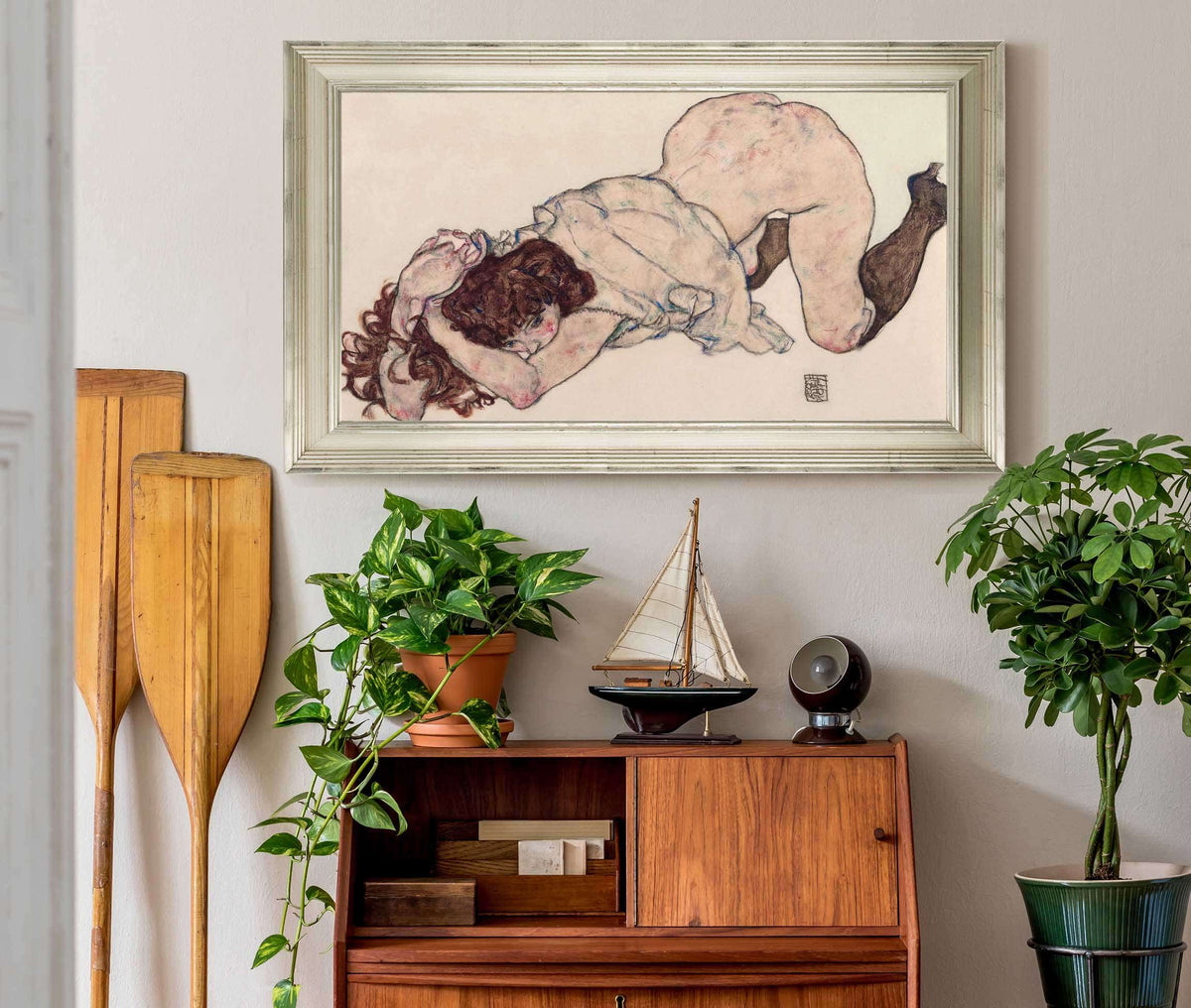 Kneeling Girl Resting On Both Elbows by Egon Schiele