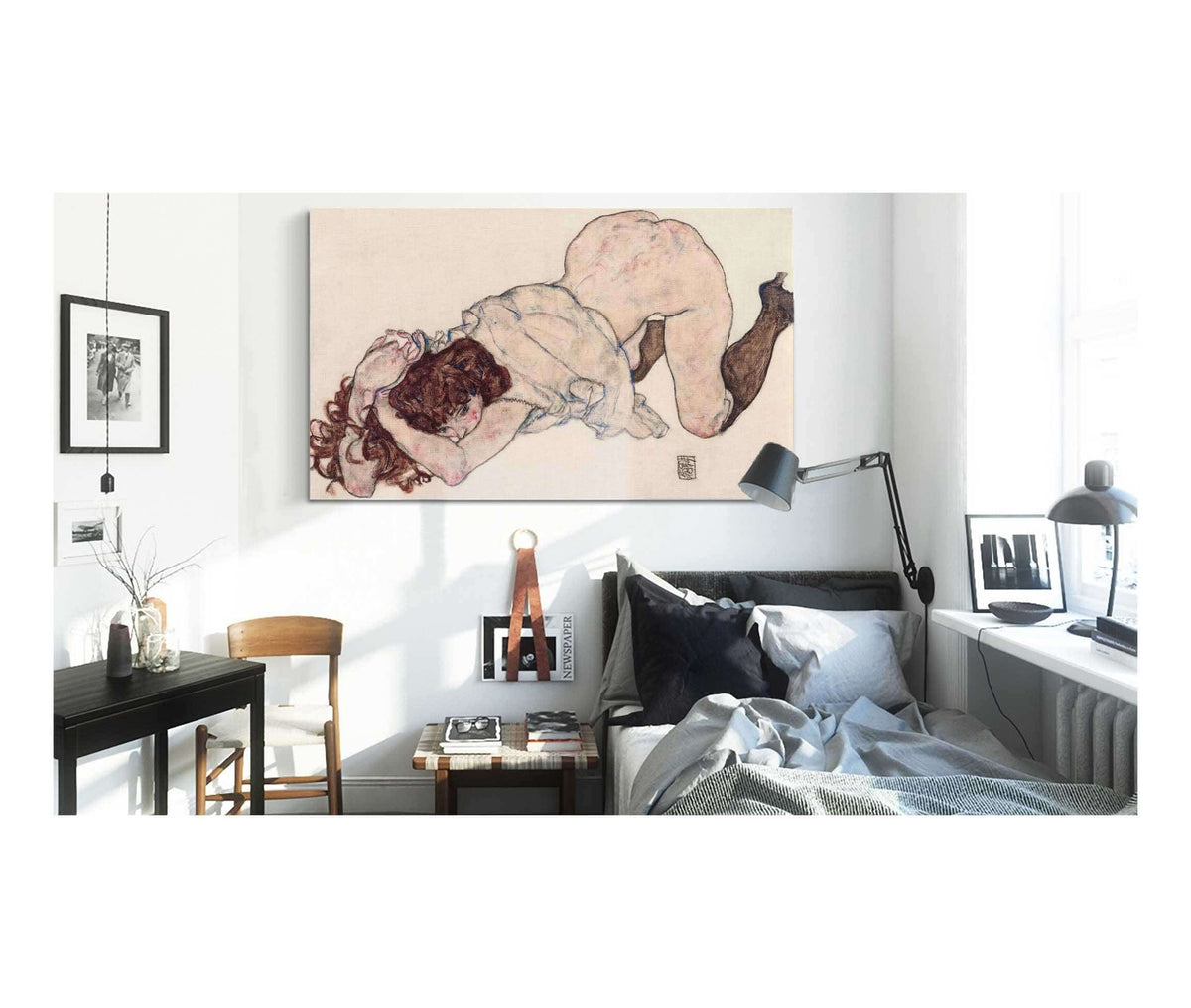 Kneeling Girl Resting On Both Elbows by Egon Schiele