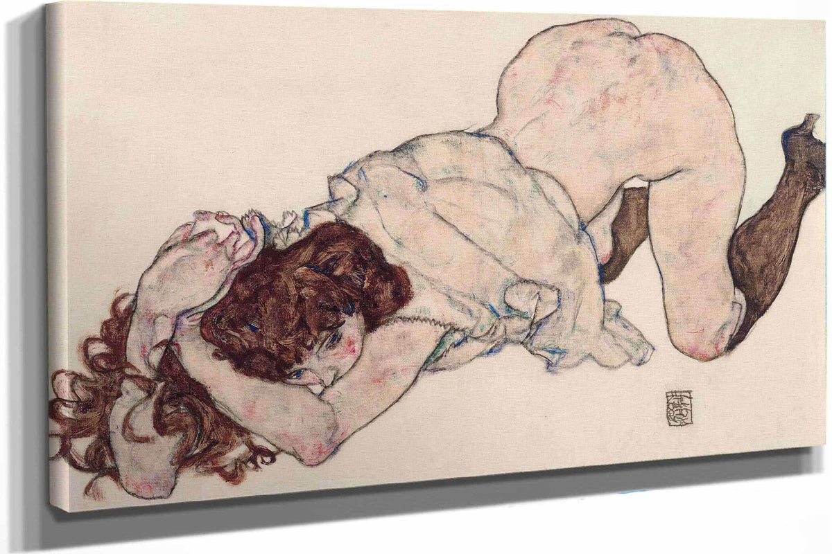 Kneeling Girl Resting On Both Elbows by Egon Schiele