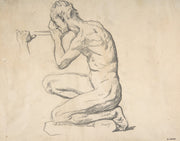 Kneeling Nude Male Figure Facing Left by Henri Lehmann