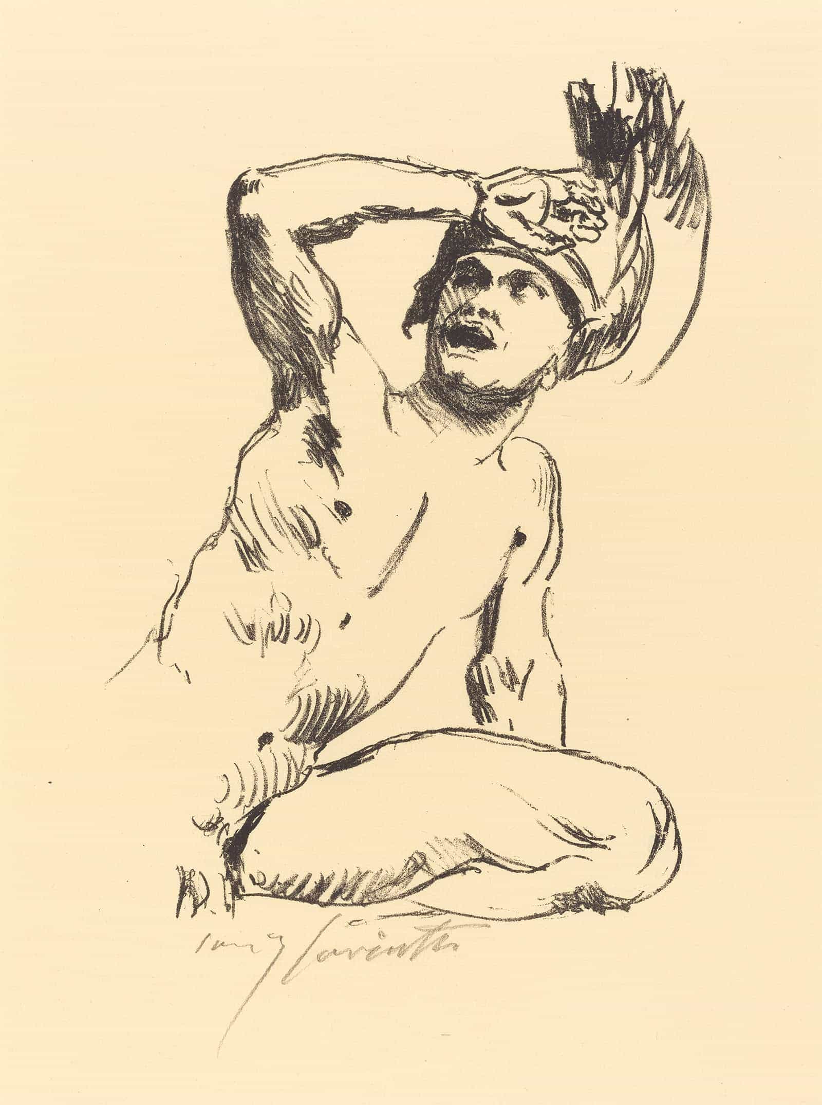Kneeling Warrior I Kniender Krieger In Abwehr I by Lovis Corinth