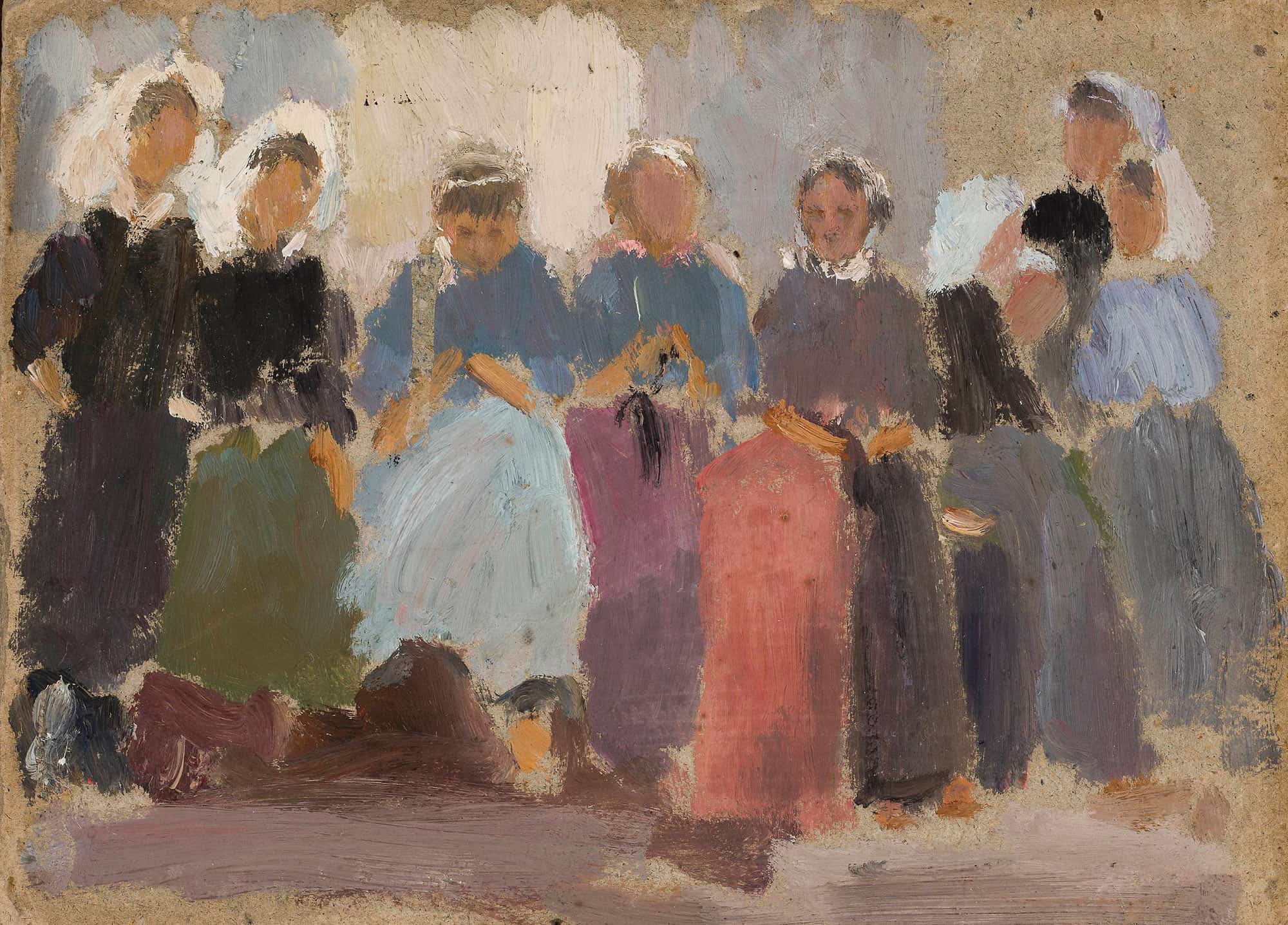 Knitting Women Sketch by Tadeusz Makowski