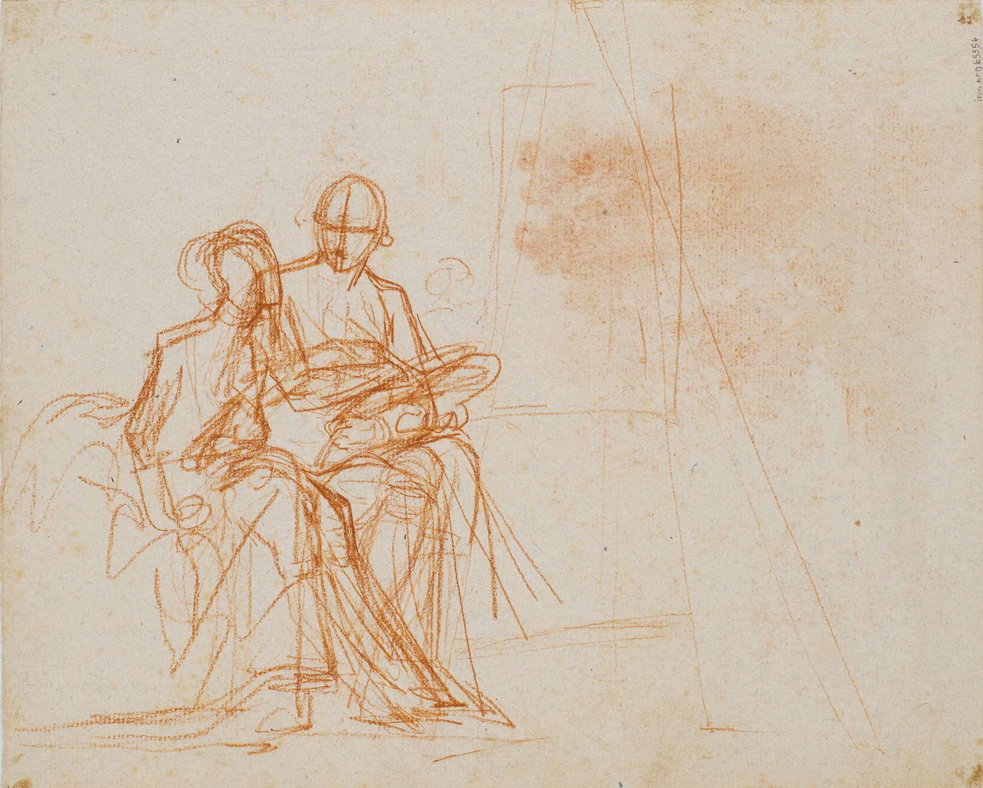 Kompositionsudkast Til Portraettet Af Kunstneren Og Hans Hustru Rosine Fodt Dorschel by Jens Juel