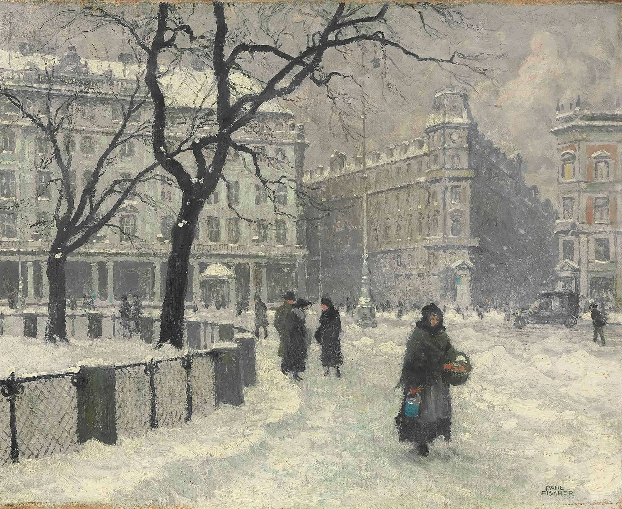 Kongens Nytorv Copenhagen In Winter by Paul Fischer