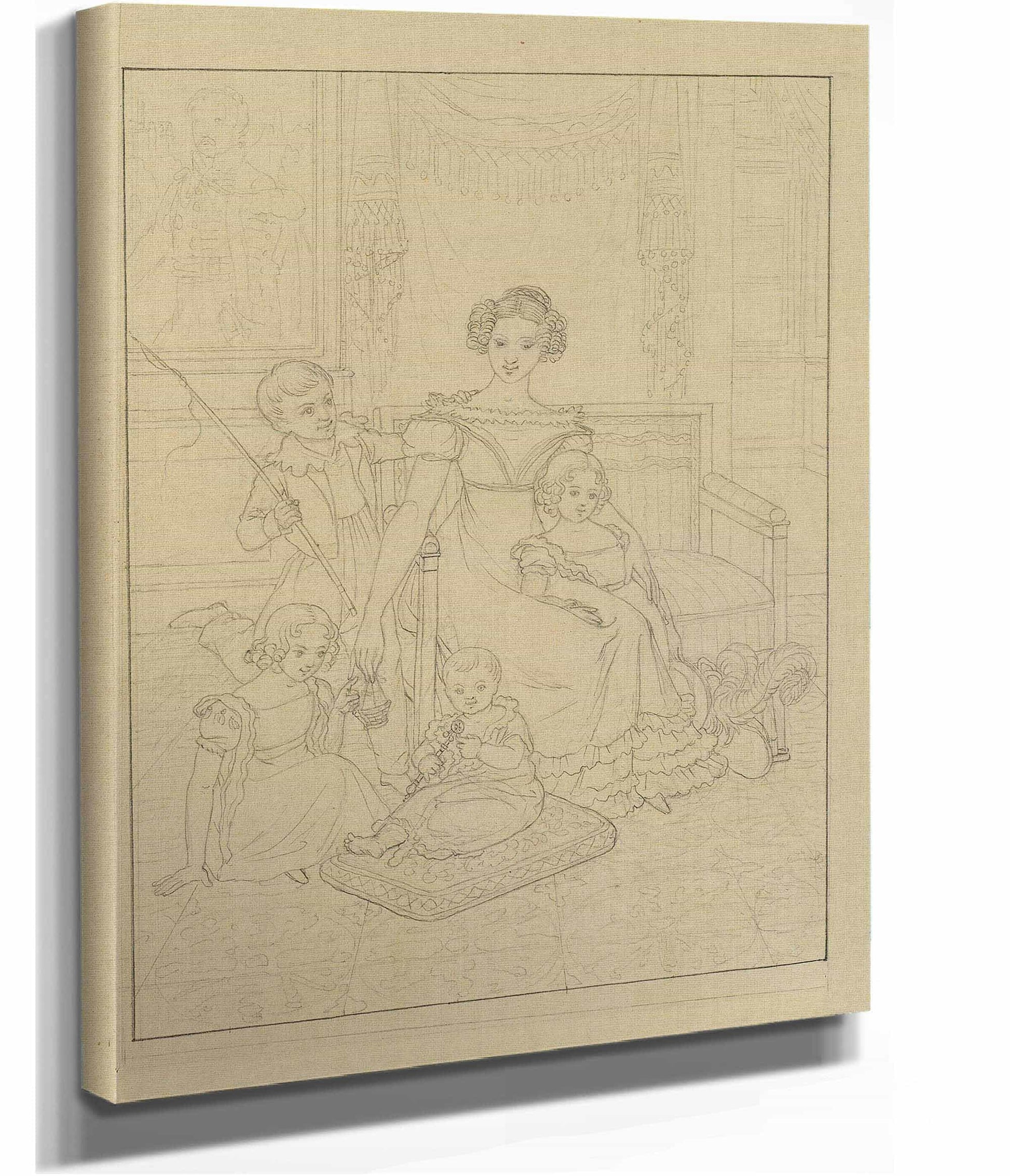 Konturzeichnung Einer Mutter Mit Vier Kindern by Johann Peter Krafft