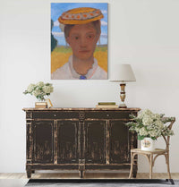 Kopf Der Schwester Herma Mit Marienblumchenkranz Auf Dem Hut by Paula Modersohn Becker