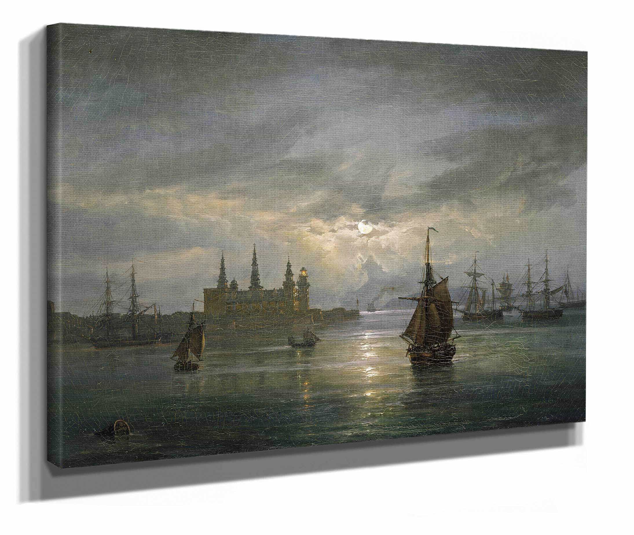 Kronborg Castle In Moonlight by Johan Christian Dahl