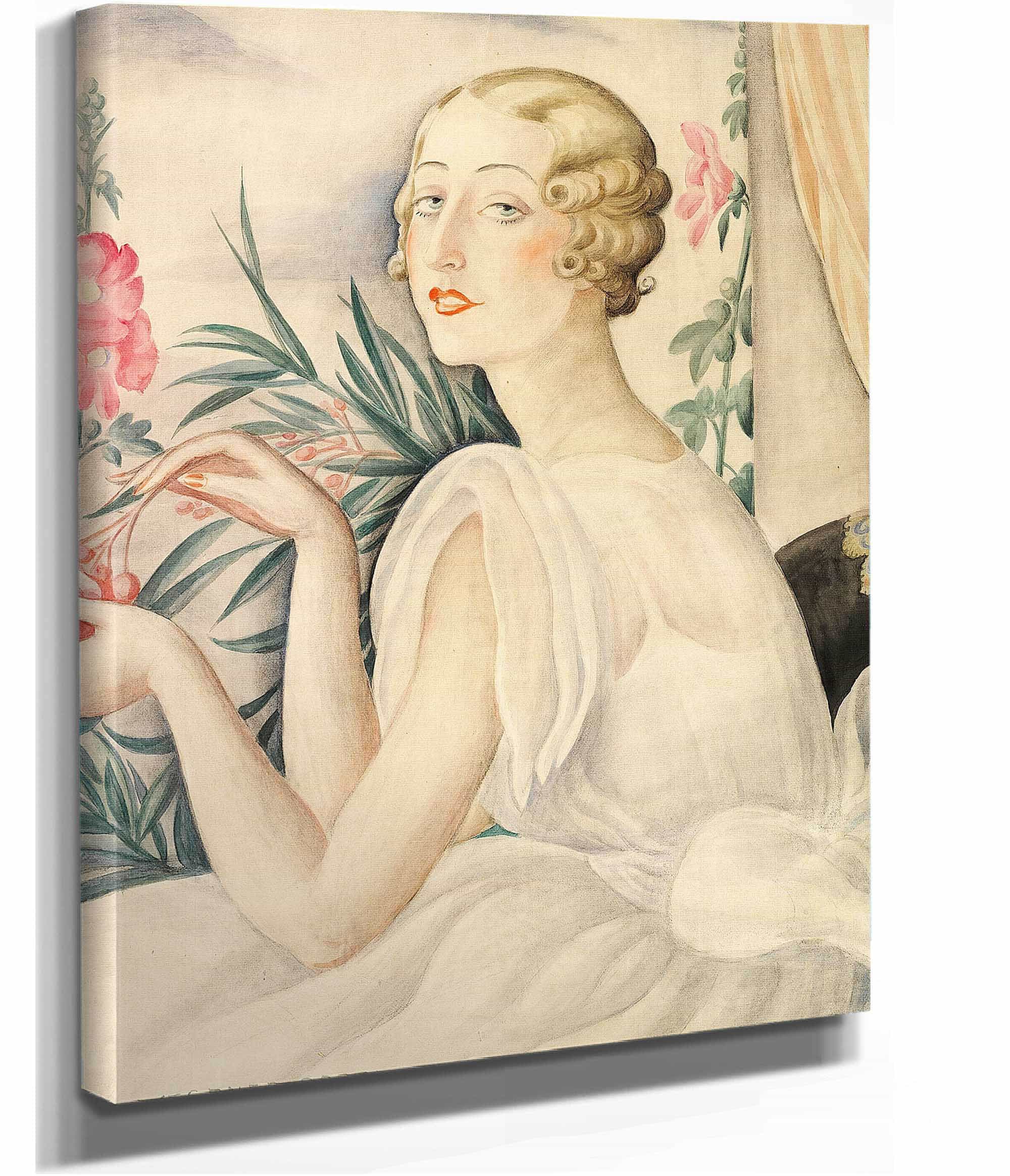 Kvinde I Hvid Kjole Siddende Ved Vindueskarm by Gerda Wegener