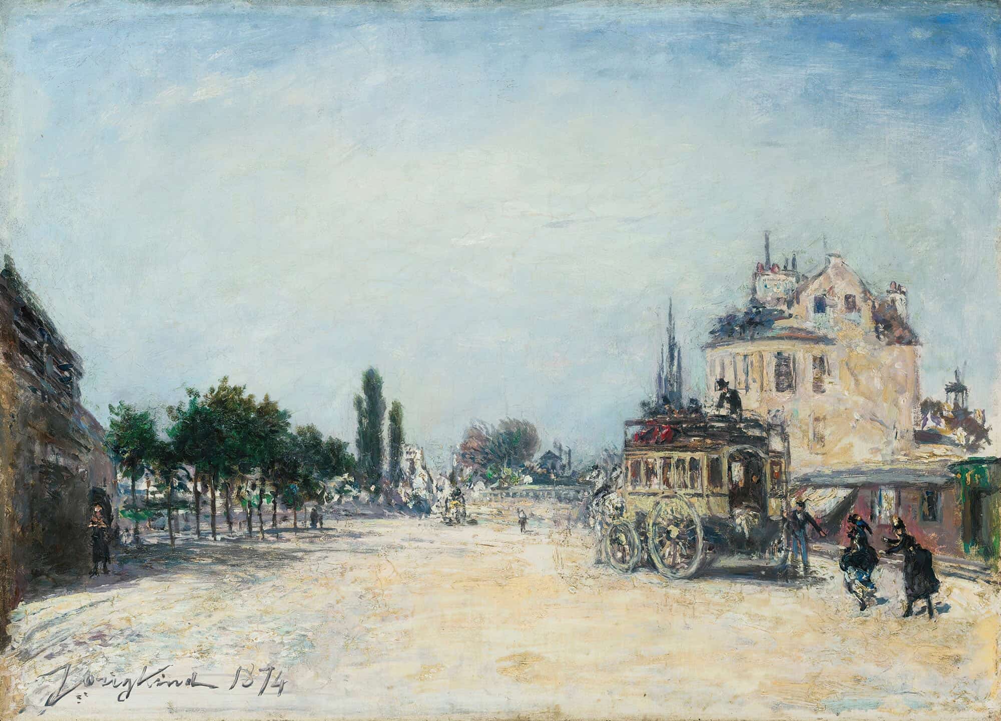 L Omnibus De La Glaciere A La Barriere Rochechouart by Johan Barthold Jongkind