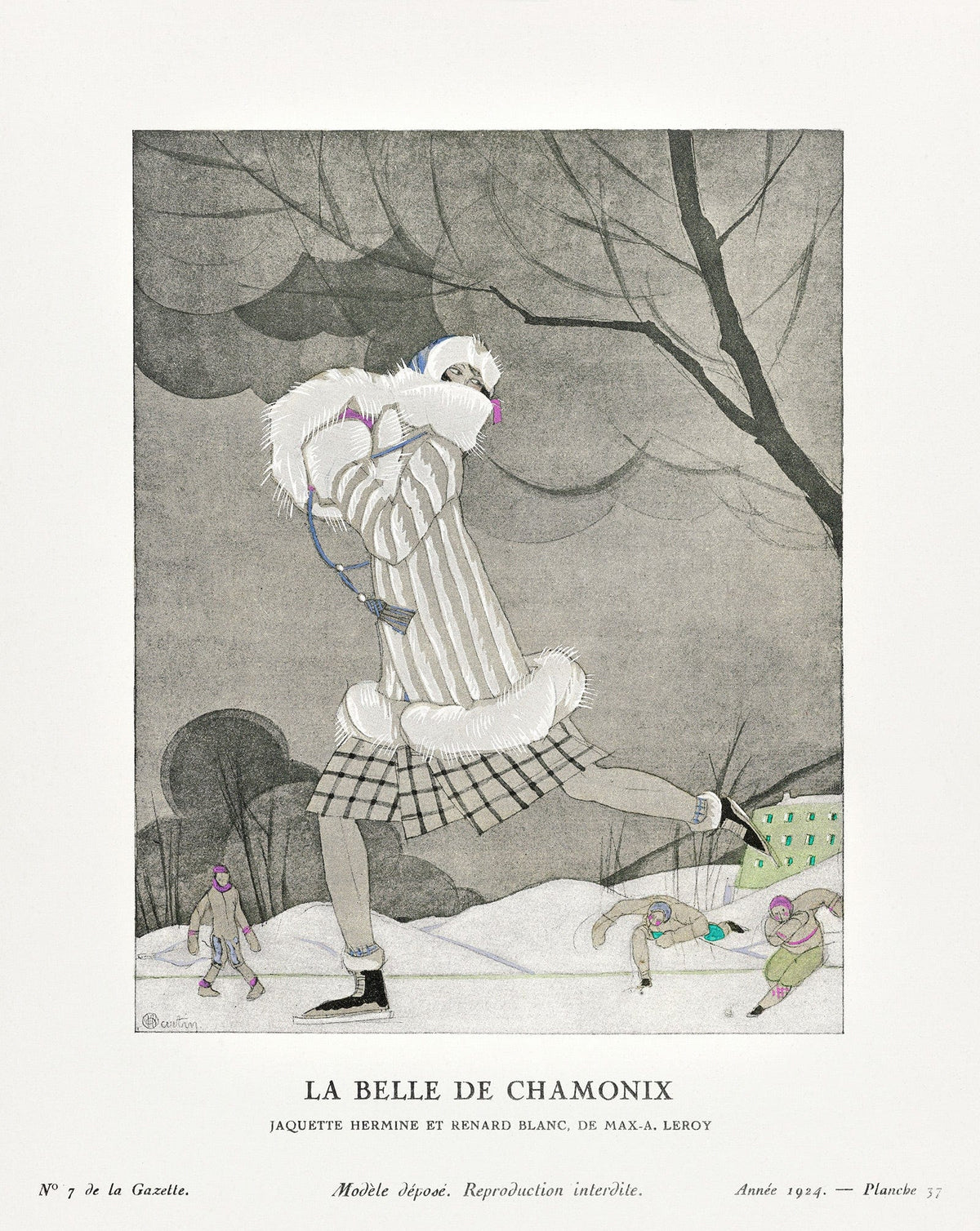 La Belle De Chamonix Ermine And White Fox Jacket By Max A Leroy by Charles Martin